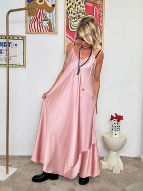 FEMALE - Abito lungo romanticismo ribelle ROSA 13133BC+P/ ROSA FEMALE