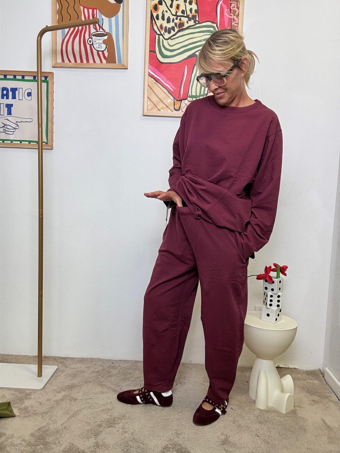 SUSY STAR - Completo Relax in felpa Chic, Comodo e Pronto allUso VINO ST50147/ VINO SUSY STAR