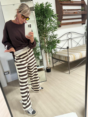 FEMALE . PANTALONE RIGHE MARRONE