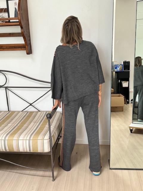 TENSIONE IN - PANTALONE MAGLIA DETTAGLIO LUREX - GRIGIO