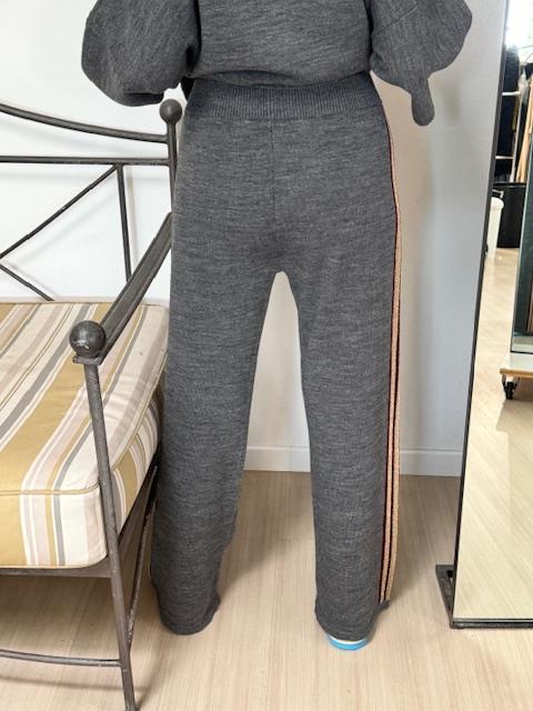 TENSIONE IN - PANTALONE MAGLIA DETTAGLIO LUREX - GRIGIO