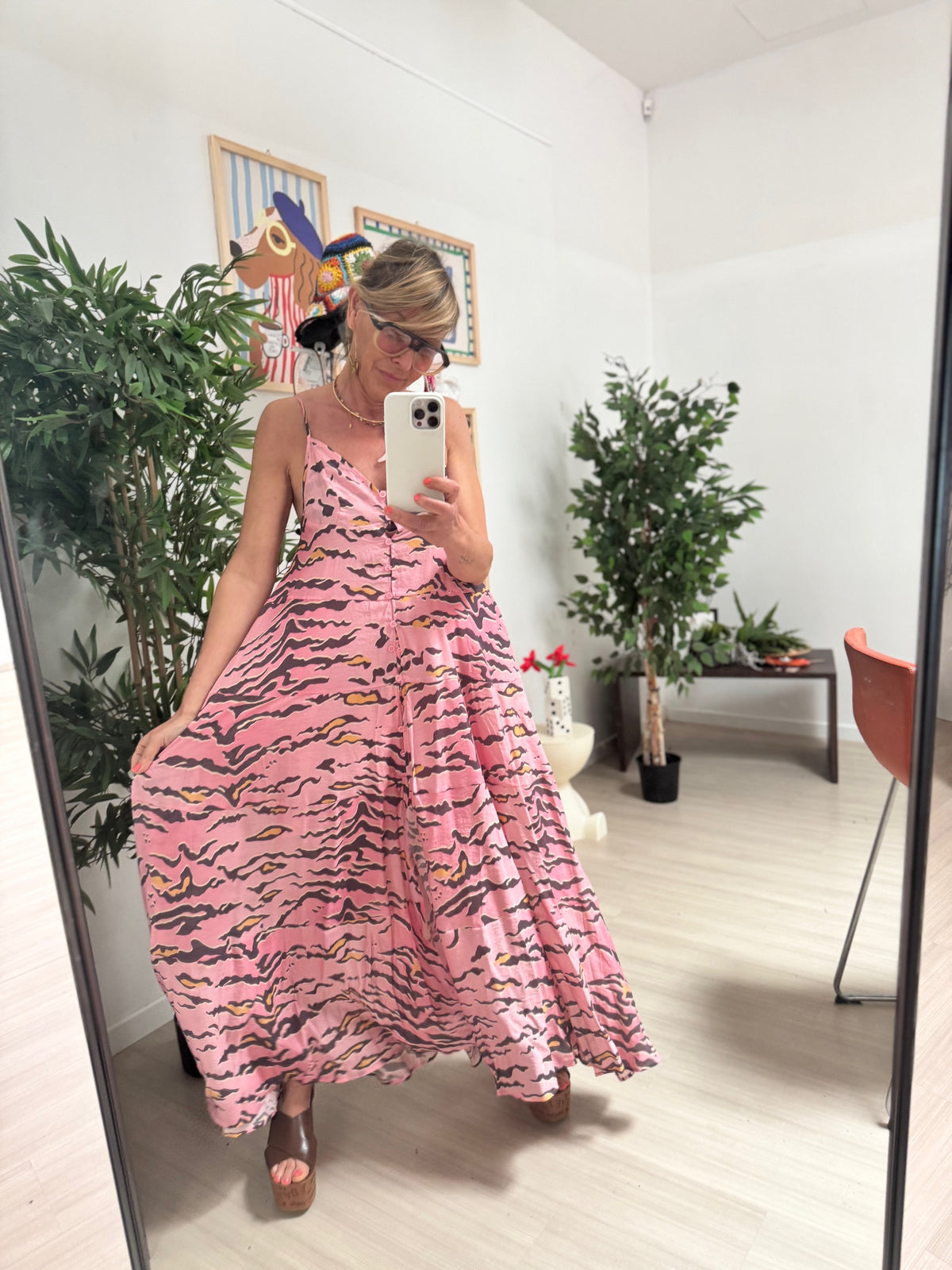 FEMALE - Abito "Wild Sunset" – Maxi dress con stampa animalier astratta ROSA