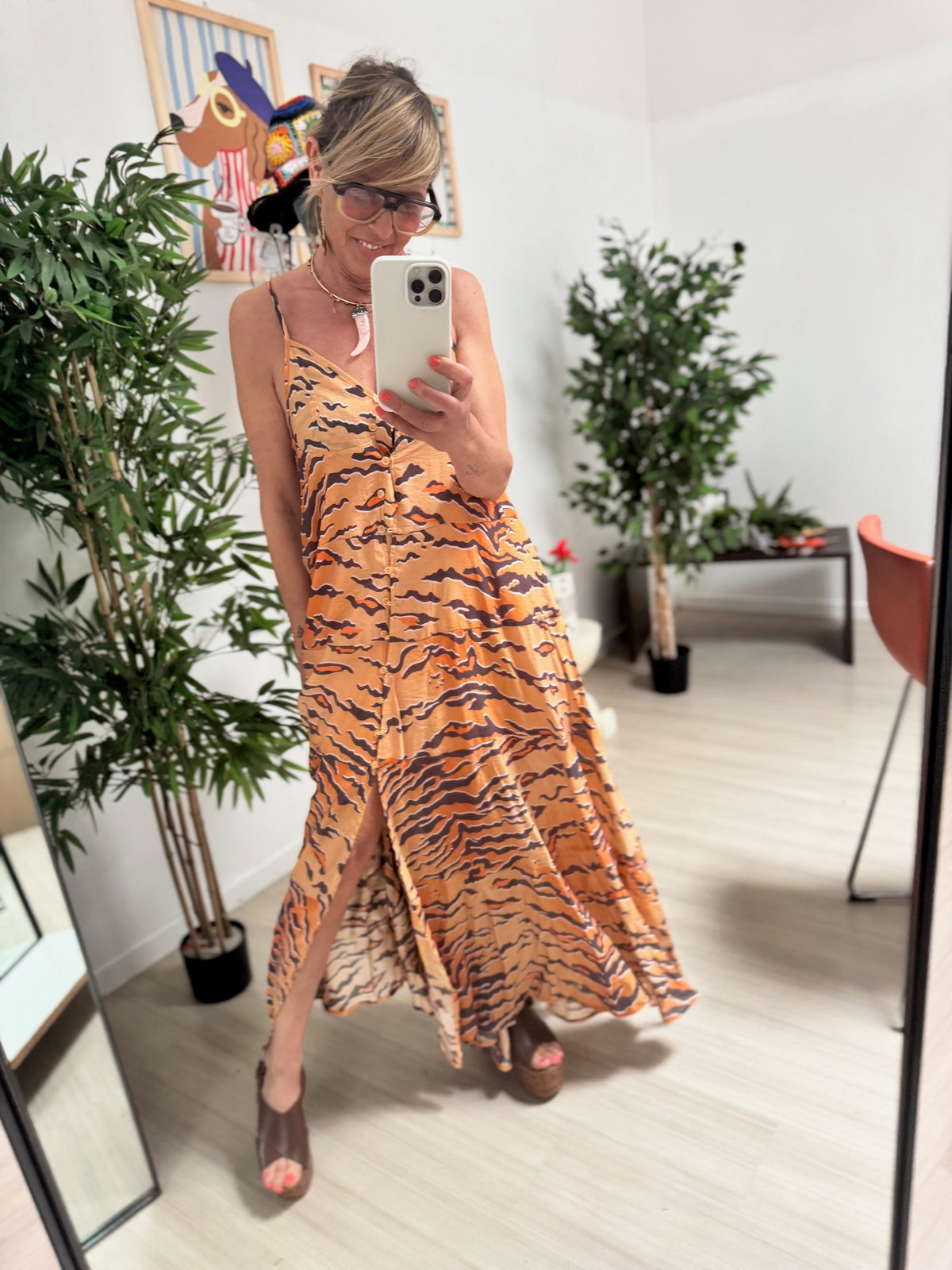 FEMALE - Abito "Wild Sunset" – Maxi dress con stampa animalier astratta  ARANCIO