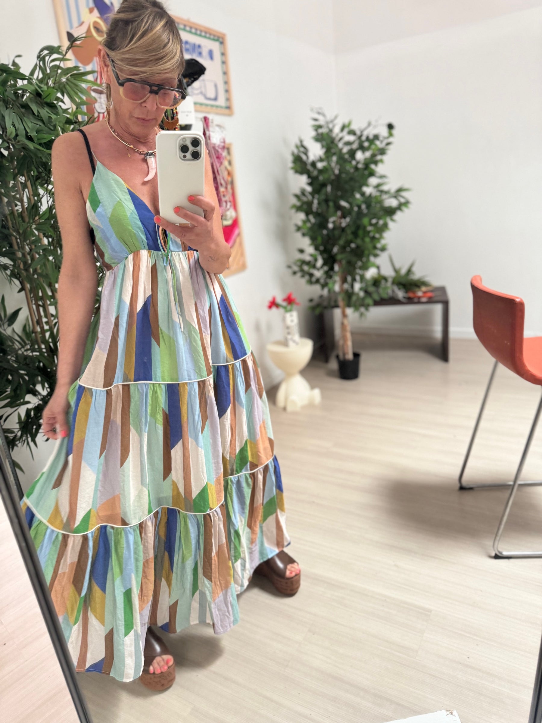 FEMALE - Abito "Color Vibes" – Maxi dress multicolor a balze