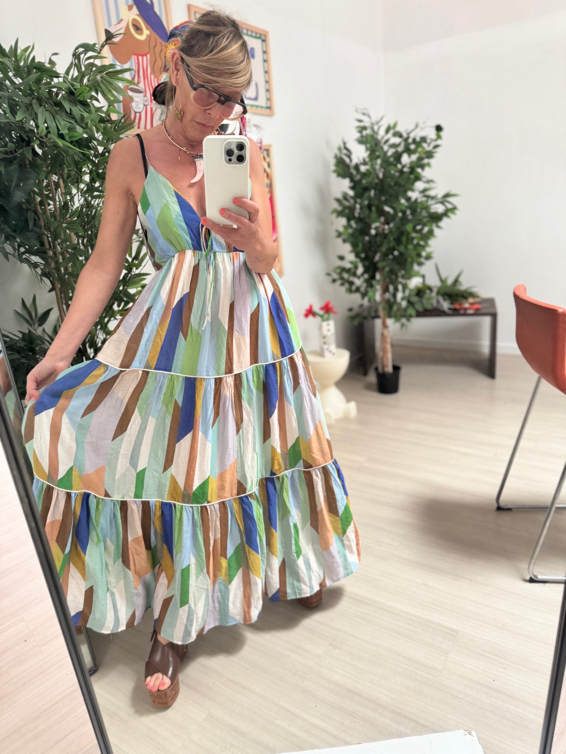 FEMALE - Abito "Color Vibes" – Maxi dress multicolor a balze