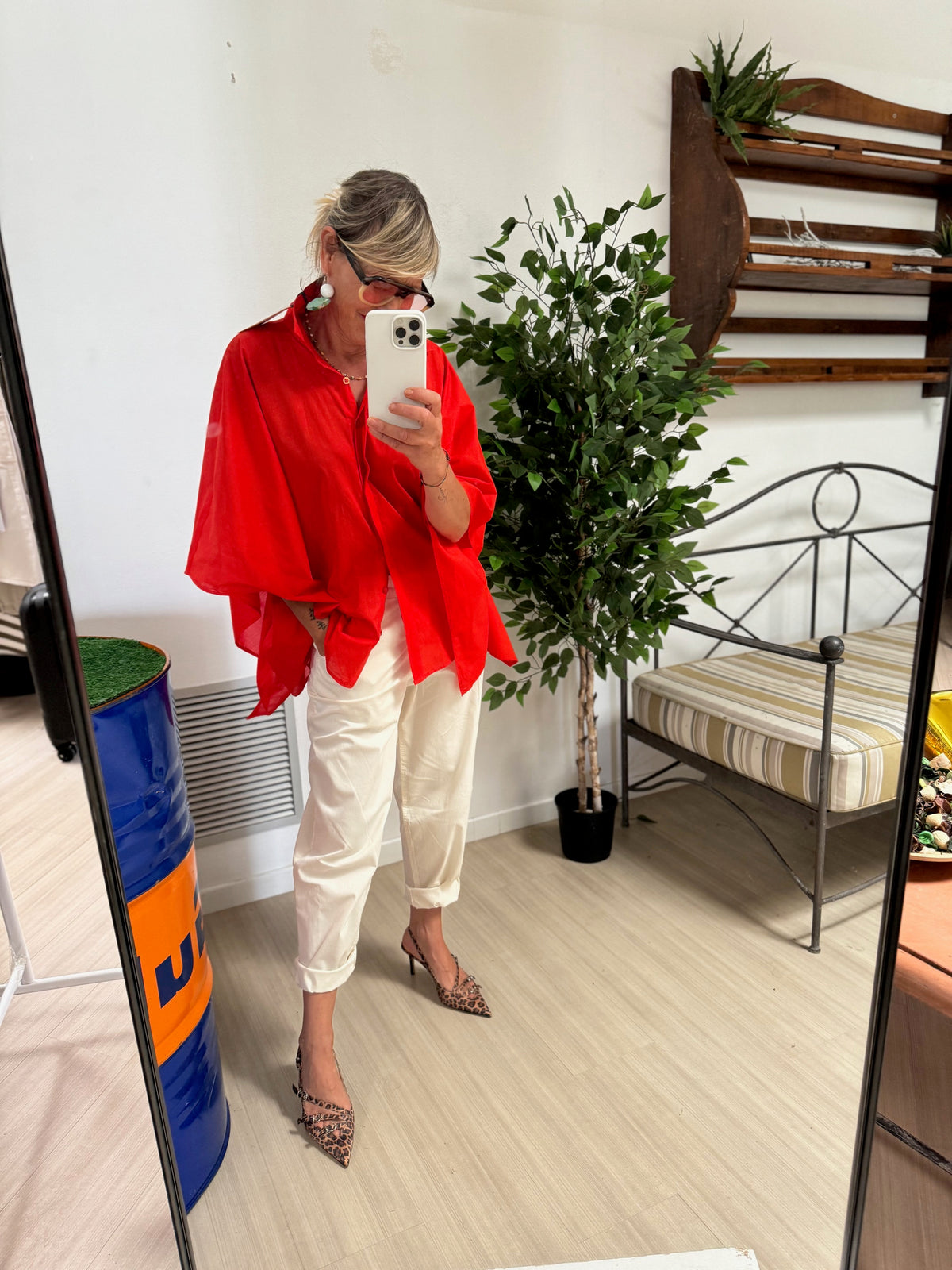 FEMALE - CAMICIA PONCHO - ROSSO