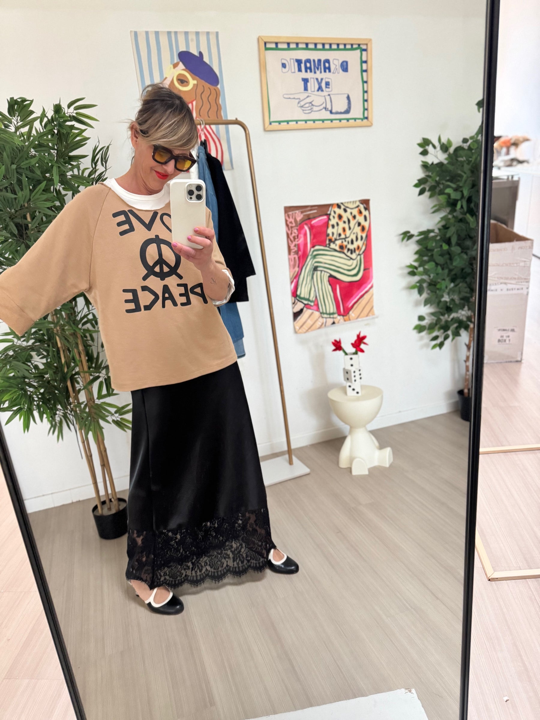 FEMALE FELPA LOVE/BEIGE