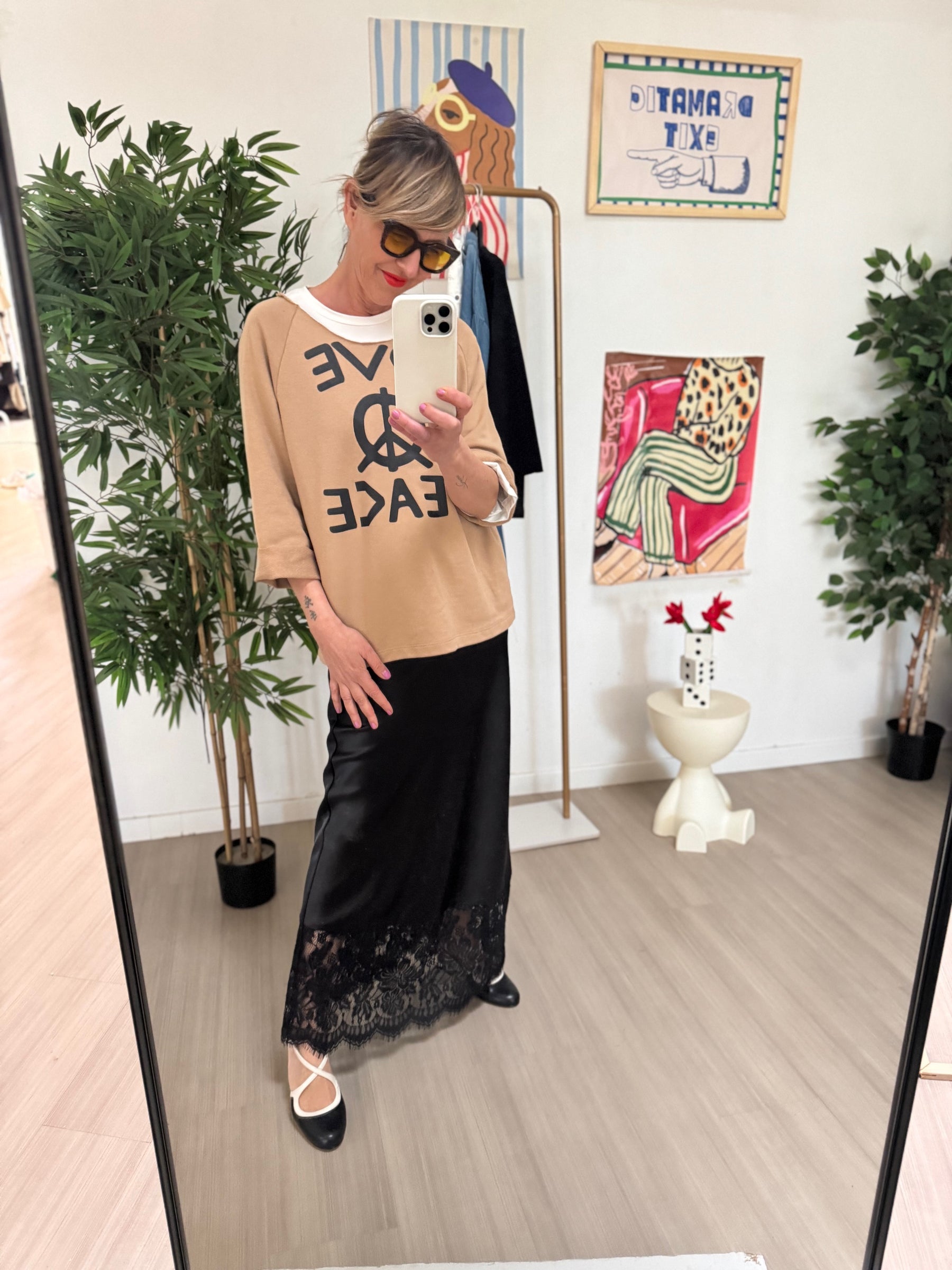 FEMALE FELPA LOVE/BEIGE