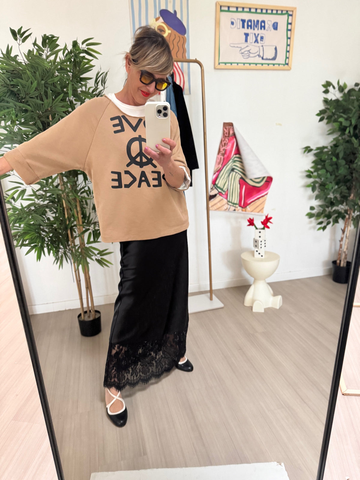 FEMALE FELPA LOVE/BEIGE